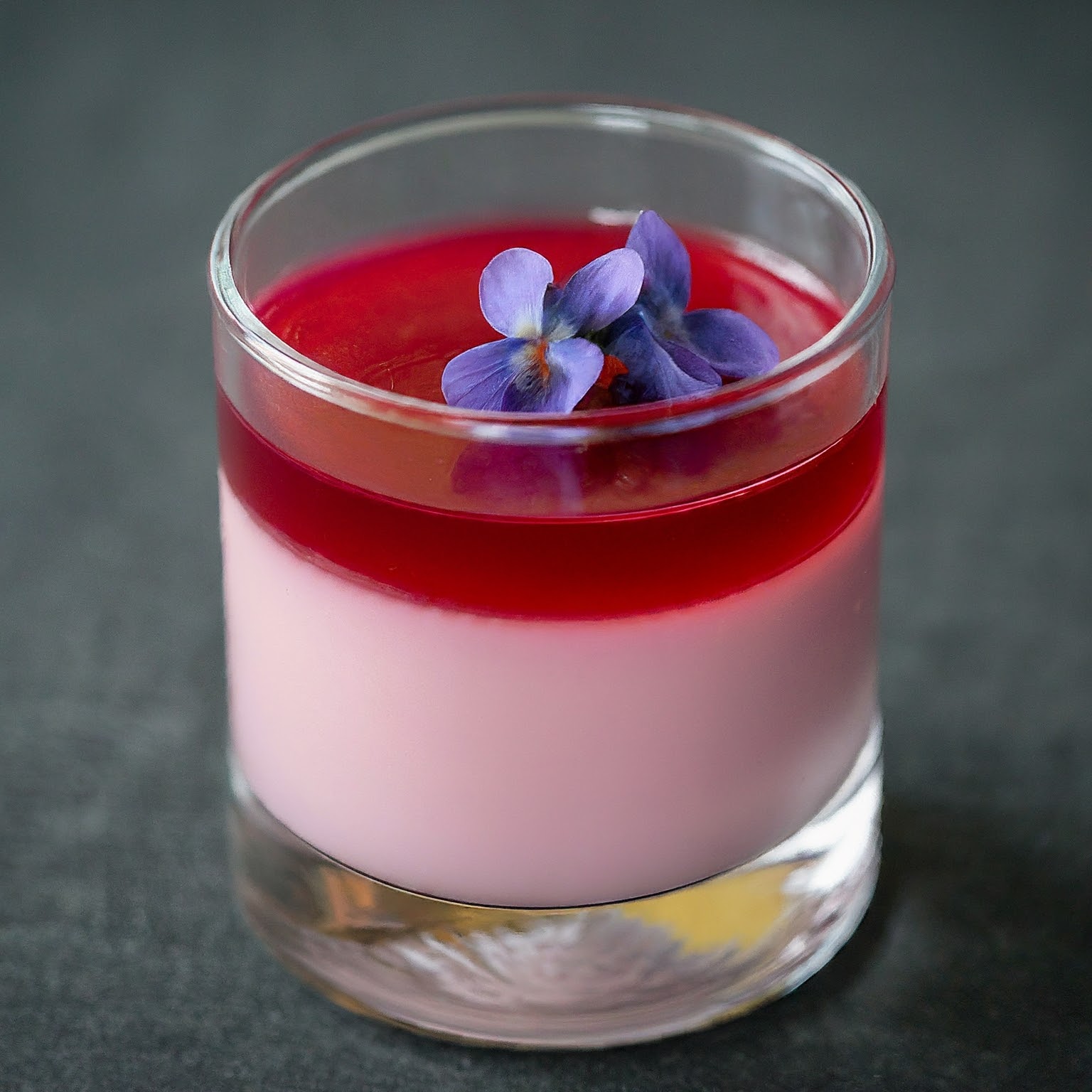 Hibiscus Rosewater Panna Cotta with Candied Violets.jpeg